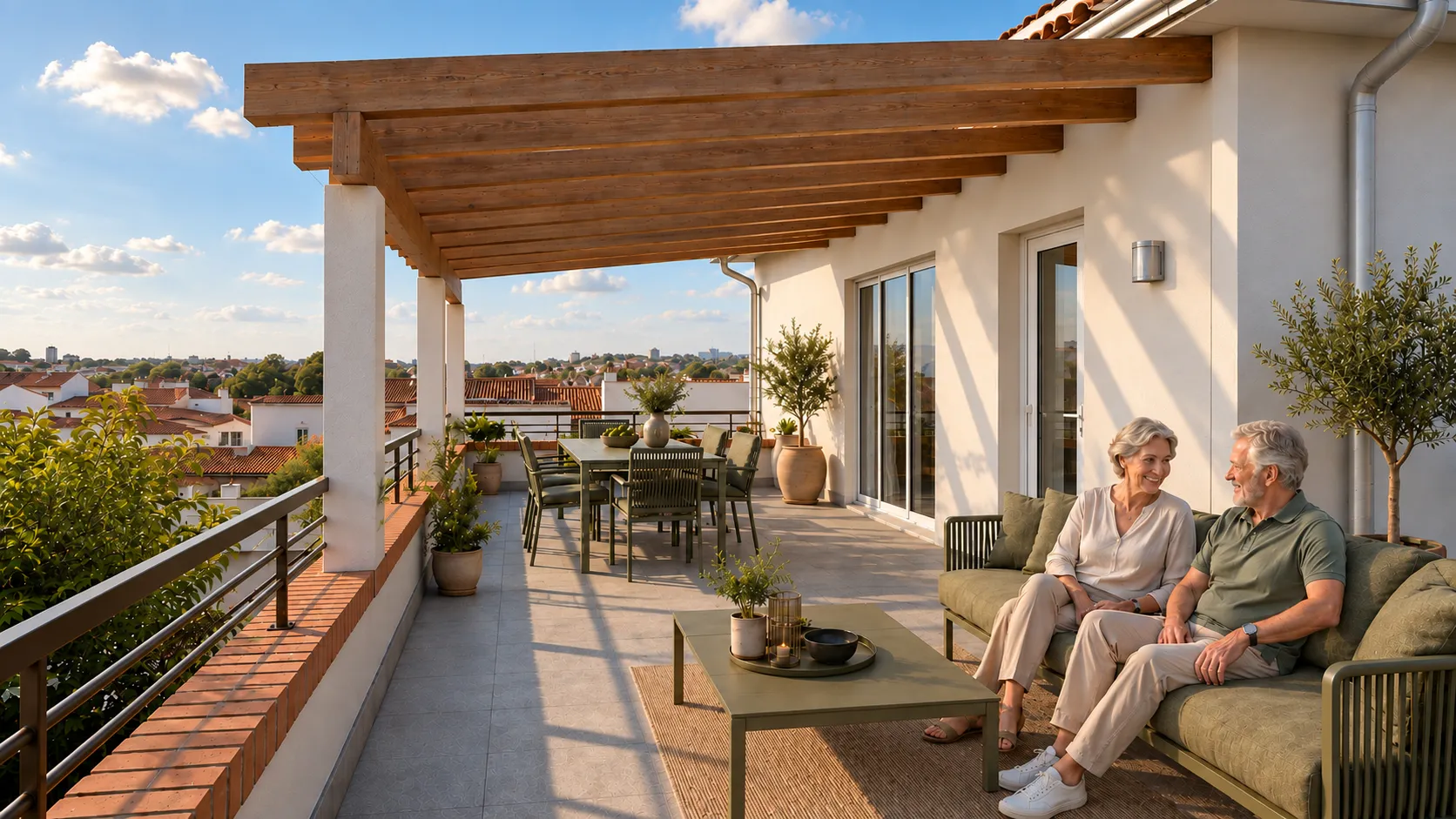 Illustration de la terrasse de l'appartement du dernier étage de la future Résidence Carré Montaigne